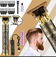Vintage T9 Professional Hair Trimmer – Zero Gap Cordless Beard & Hair Clipper (Gold)
