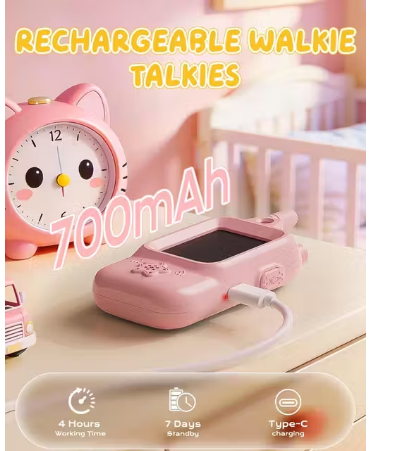 Video WalkieTalkies , Rechargeable Walkies Talkies 2 Pack, Christmas Birthday for Girls Boys,Blue&Pink